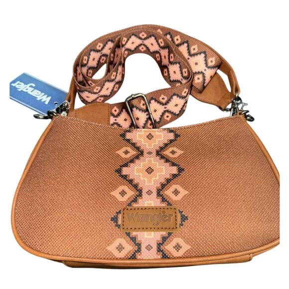 NEW Wrangler Brown Aztec Southwestern tapestry BAG SET WEEKEND DUFFLE & PURSE - Picture 4 of 15